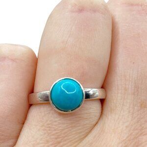 Sterling Silver 925 Turquoise Band Ring Size 6.75 Signed Southwestern